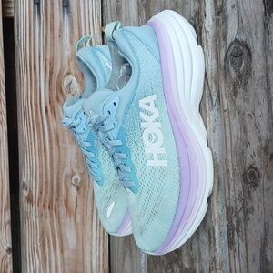 Hoka Athletic Shoes in Light Blue and Lavender